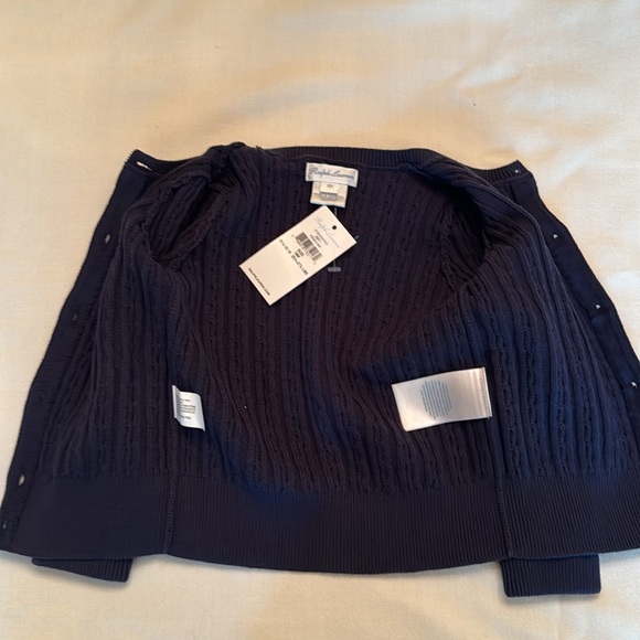 Brand New Ralph Lauren Navy Cable Knit Cardigan Sweater - 18 M - Picture 6 of 14